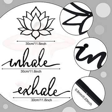 Inhale Exhale Wall Art Yoga Meditation Decor Lotus Flower Wall Art Yoga Sign Decorative Black Metal ...