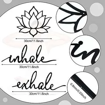 Inhale Exhale Wall Art Yoga Meditation Decor Lotus Flower Wall Art Yoga Sign Decorative Black Metal ...