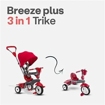 smarTrike Breeze Plus Toddler Tricycle Push Bike – Adjustable Trike for Baby, Toddler, Infant Ages 15 Months to 3 Years (Red)