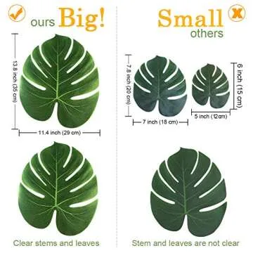 OurWarm 24pcs Large Artificial Tropical Palm Leaves, Faux Safari Leaves Monstera Fake Leaves, Hawaii...