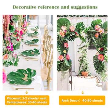 OurWarm 24pcs Large Artificial Tropical Palm Leaves, Faux Safari Leaves Monstera Fake Leaves, Hawaiian Luau Party Jungle Beach Theme Decorations for Birthday Party Safari Table Decorations Supplies