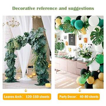 OurWarm 24pcs Large Artificial Tropical Palm Leaves, Faux Safari Leaves Monstera Fake Leaves, Hawaiian Luau Party Jungle Beach Theme Decorations for Birthday Party Safari Table Decorations Supplies
