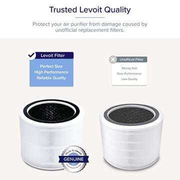 LEVOIT Air Purifier Core 200S-P Air Filter Replacement, Genuine 3-in-1 Filters, High-Efficiency Activated Carbon, Core 200S-RF, 1 Pack, White