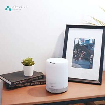 ASAKUKI 300ML Essential Oil Diffuser, Quiet 5-in-1 Premium Humidifier, Home Fragrance Aroma Diffuser with 7 LED Color Changing Light and Auto-Off Switch -White