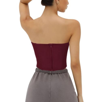 REORIA Women's Strapless Corset Crop Top for Hourglass Figure