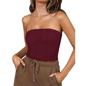 REORIA Women's Strapless Corset Crop Top for Hourglass Figure