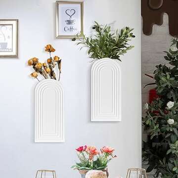 Uipame Wall Planter for Indoor Plants, Wood Wall Decor Hanging Planter, Wall Vases for Decor Dried F...