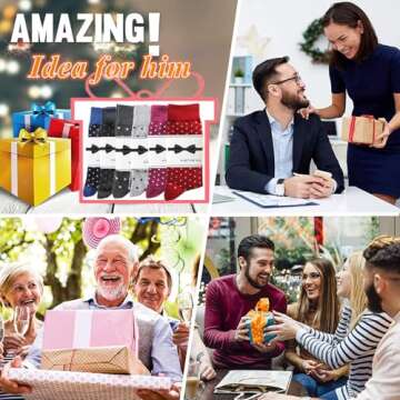 Virmoku Socks For Men Groomsmen Gifts For Men Dot Christmas Dress Socks Wedding 9-13 100% cotton Casual Crew Socks