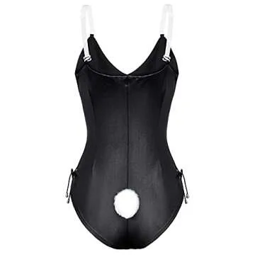 Womens Bunny Costume Girl Bodysuit Anime Role Costume Senpai Cosplay Bodysuit One Piece Stockings Set（Black XL