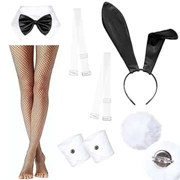 Womens Bunny Costume Girl Bodysuit Anime Role Costume Senpai Cosplay Bodysuit One Piece Stockings Set（Black XL