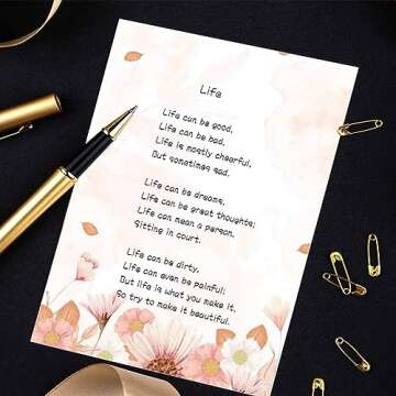 30 Stationery Writing Paper with 18 Self Adhesive Envelopes, Stationary Set for Writing Letters, Cute Stick Stationary Set, 6 Unique Designs, Double Sided Printing (48)