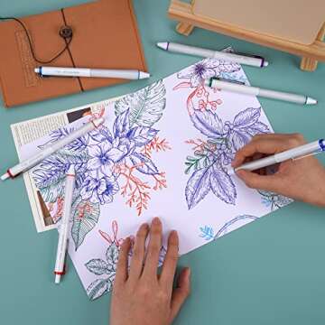 WRITECH Gel Ink Retractable Pens: Assorted Colors Ink 0.7mm Medium Point Pen Set, Smooth Writing Multi Colored No Bleed Pens Bulk for Journaling 8ct