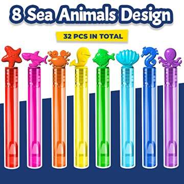 VKTEN 32Pcs Sea Mini Bubble Wands Assortment 8 Styles 8 Colors Bubble Party Favors for Kids, Bubbles...