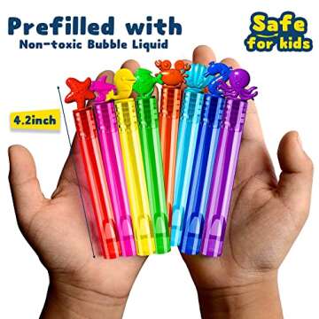 VKTEN 32Pcs Sea Mini Bubble Wands Assortment 8 Styles 8 Colors Bubble Party Favors for Kids, Bubbles for Kids, Themed Birthday Party Favors, Classroom Prizes Summer Outdoor Gifts for Girls Boys