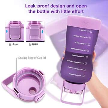 128oz Motivational Water Bottle with Handle and Straw