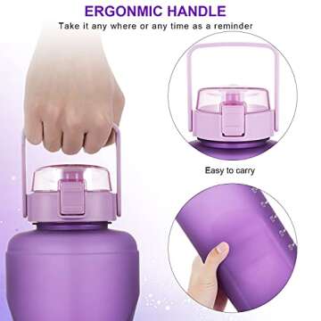 128oz Motivational Water Bottle with Handle and Straw