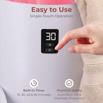 SereneLife Single Touch Towel & Blanket Warmer with Fragrant Disc Holder and LED Ring, Automatically Shut off Feature, Built-in Timer to Heat Towels for 15, 30, 45, or 60 minutes (Pink)