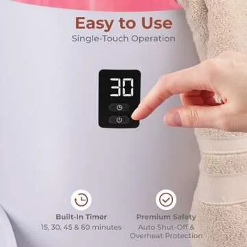 SereneLife Single Touch Towel & Blanket Warmer with Fragrant Disc Holder and LED Ring, Automatically Shut off Feature, Built-in Timer to Heat Towels for 15, 30, 45, or 60 minutes (Pink)