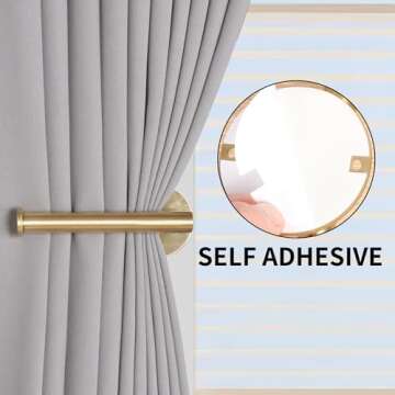 Groleca 2 Pack No Drill Curtain Holdbacks - Modern Gold