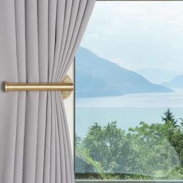 Groleca 2 Pack No Drill Curtain Holdbacks - Modern Gold