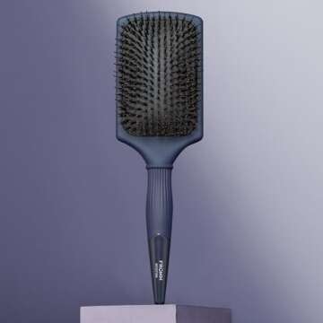 Fromm Intuition Glosser Smooth & Glossy Boar Bristle Paddle Brush, Detangles, Smoothes, and Massages Scalp to Distribute Oils for Shiny Healthy Hair, Navy Blue