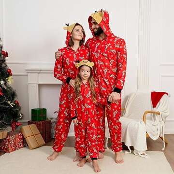 Adisputent Christmas Pajamas for Family Matching Cute Long Sleeve Couples Soft Sleepwear One Piece Funny Christmas Pjs Sets