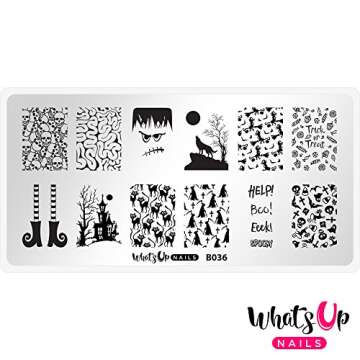 Whats Up Nails - Halloween Stamping Plates 2 pack (B031, B036) Stamping Plates for Nail Art Design