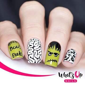 Whats Up Nails - Halloween Stamping Plates 2 pack (B031, B036) Stamping Plates for Nail Art Design