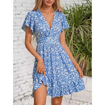 TORARY Womens Casual Sun Dress for Beach Vacation Easter Dresses Sundresses for Women Casual Beach W...