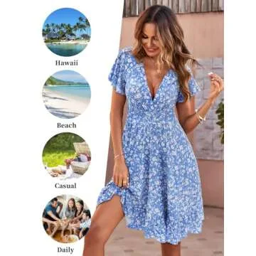 TORARY Womens Casual Sun Dress for Beach Vacation Easter Dresses Sundresses for Women Casual Beach Womens Summer Dresses