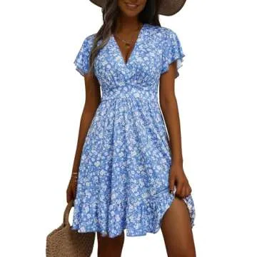 TORARY Womens Casual Sun Dress for Beach Vacation Easter Dresses Sundresses for Women Casual Beach Womens Summer Dresses