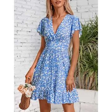 TORARY Womens Casual Sun Dress for Beach Vacation Easter Dresses Sundresses for Women Casual Beach Womens Summer Dresses