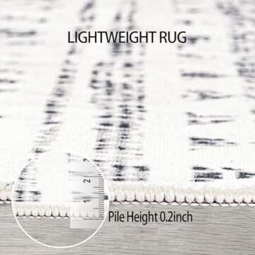 BUAGETUP Geometric Hallway Runner Rug 2X6,Grey Distressed Boho Hallway Runner Rug Modern Accent Rug Moroccan Non Slip Kitchen Runner Rug for Kitchen Laundry Room Bedroom