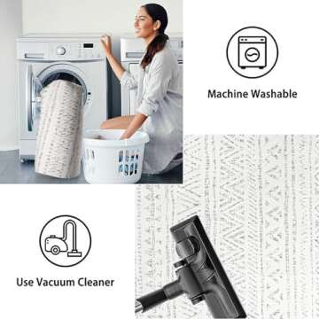 BUAGETUP Geometric Hallway Runner Rug 2X6,Grey Distressed Boho Hallway Runner Rug Modern Accent Rug Moroccan Non Slip Kitchen Runner Rug for Kitchen Laundry Room Bedroom