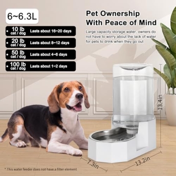RIZZARI 6.3L Automatic Pet Water Dispenser Stainless Steel Bowls