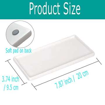 Ceramic Soap Dispenser Tray for Kitchen and Bathroom, Modern and Farmhouse Rectangle Service Tray - ...