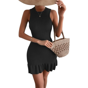MakeMeChic Sleeveless Ribbed Knit Mini Dress - Chic & Comfortable