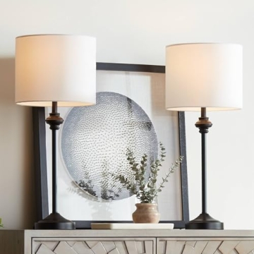 360 Lighting Lynn 26" Tall Skinny Buffet Modern Table Lamps Set of 2 for Living Room and Bedroom