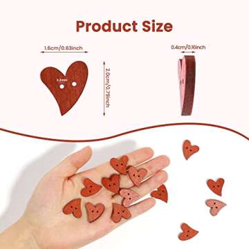 EORTA 100 PCS Brown Wooden Buttons for Sewing Wood Crafts Button with 2 Holes Heart Shaped for Arts ...