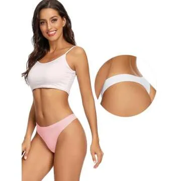 voenxe Seamless Women Underwear Thongs,No Show Ladies Thong,Invisible No Line Breathable Comfortable Panties Undies,Womens No Seam Soft Wide Gusset Tanga,Legging Underpants for Woman 5-Pack