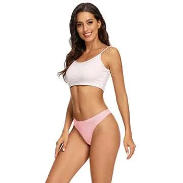 voenxe Seamless Women Underwear Thongs,No Show Ladies Thong,Invisible No Line Breathable Comfortable Panties Undies,Womens No Seam Soft Wide Gusset Tanga,Legging Underpants for Woman 5-Pack