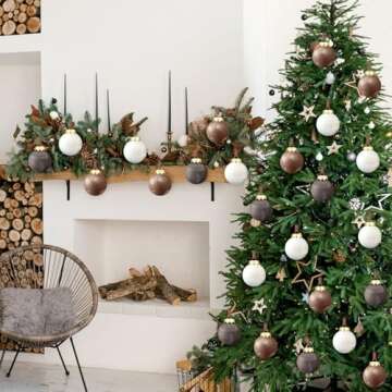 Yunlly 12 Pcs Large Textured Christmas Balls Ornaments Neutral Copper Christmas Ornaments Vintage Rustic Xmas Hanging Ornaments Decoration Farmhouse Christmas Decor for Xmas Tree (Textured,3.15 Inch)