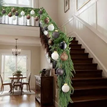 Yunlly 12 Pcs Large Textured Christmas Balls Ornaments Neutral Copper Christmas Ornaments Vintage Rustic Xmas Hanging Ornaments Decoration Farmhouse Christmas Decor for Xmas Tree (Textured,3.15 Inch)