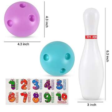 Kids Light Up Bowling Set Bowling Pins Games for Kids Indoor, Toddler Bowling Ball Set Glow in The D...