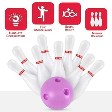 Kids Light Up Bowling Set Bowling Pins Games for Kids Indoor, Toddler Bowling Ball Set Glow in The Dark Games for Kids 3-12 Indoor & Outdoor