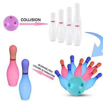 Kids Light Up Bowling Set Bowling Pins Games for Kids Indoor, Toddler Bowling Ball Set Glow in The Dark Games for Kids 3-12 Indoor & Outdoor