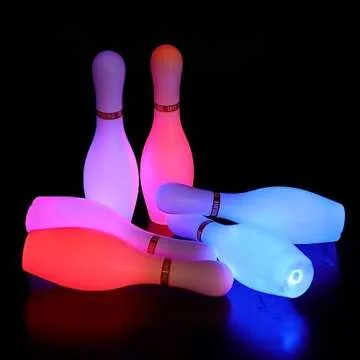 Kids Light Up Bowling Set Bowling Pins Games for Kids Indoor, Toddler Bowling Ball Set Glow in The Dark Games for Kids 3-12 Indoor & Outdoor
