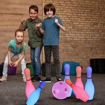 Kids Light Up Bowling Set Bowling Pins Games for Kids Indoor, Toddler Bowling Ball Set Glow in The Dark Games for Kids 3-12 Indoor & Outdoor