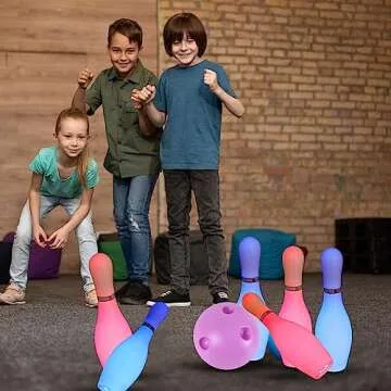 Kids Light Up Bowling Set Bowling Pins Games for Kids Indoor, Toddler Bowling Ball Set Glow in The Dark Games for Kids 3-12 Indoor & Outdoor