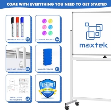 Large Mobile Whiteboard on Wheels for Classrooms and Offices